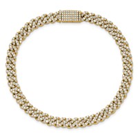 14K Yellow Gold 3.33 Carat Lab Grown Diamond VS SI+ G+ Complete 4mm Pavé Cuban Link 8 Bracelet view 4