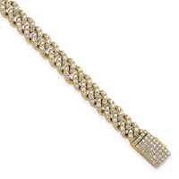 14K Yellow Gold 3.33 Carat Lab Grown Diamond VS SI+ G+ Complete 4mm Pavé Cuban Link 8 Bracelet view 1
