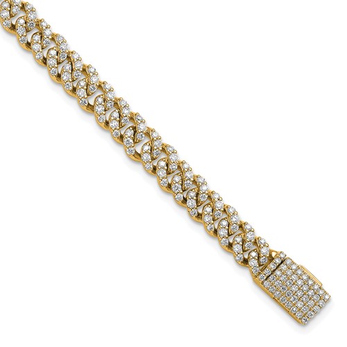 14K Yellow Gold 3.33 Carat Lab Grown Diamond VS SI+ G+ Complete 4mm Pavé Cuban Link 8 Bracelet