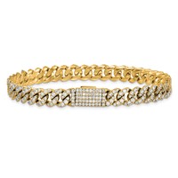10K Yellow Gold 5 Carat Lab Grown Diamond VS+ F+ Complete 4mm Pavé Cuban Link 8 Bracelet view 3
