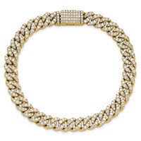 10K Yellow Gold 5 Carat Lab Grown Diamond VS+ F+ Complete 4mm Pavé Cuban Link 8 Bracelet view 4