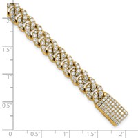 10K Yellow Gold 5 Carat Lab Grown Diamond VS+ F+ Complete 4mm Pavé Cuban Link 8 Bracelet view 5