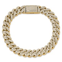 14K Yellow Gold 6.17 Carat Lab Grown Diamond VS+ F+ Complete 4mm Pavé Cuban Link 8 Bracelet view 4