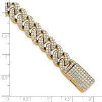 14K Yellow Gold 6.17 Carat Lab Grown Diamond VS+ F+ Complete 4mm Pavé Cuban Link 8 Bracelet view 5