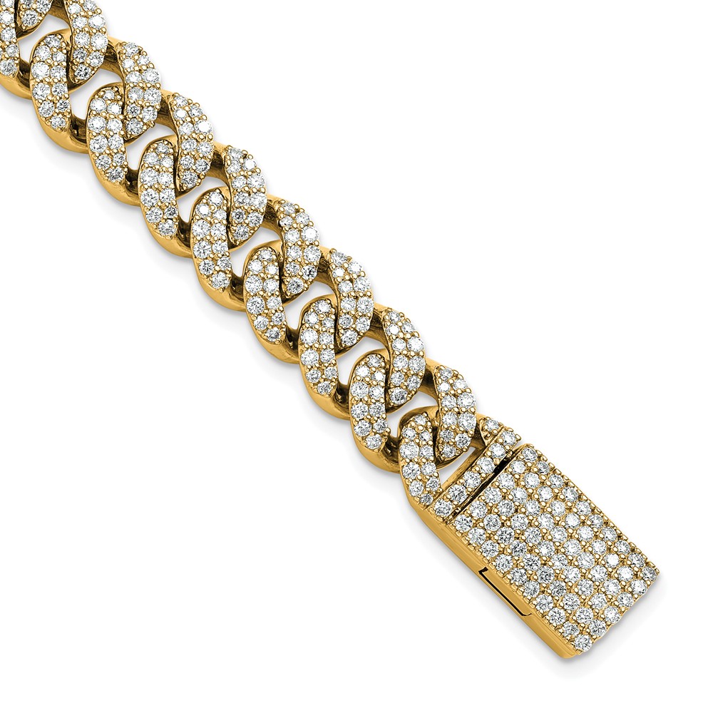 14K Yellow Gold 6.17 Carat Lab Grown Diamond VS+ F+ Complete 4mm Pavé Cuban Link 8 Bracelet