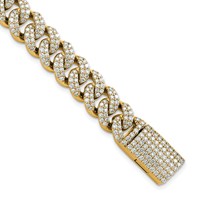 14K Yellow Gold 6.17 Carat Lab Grown Diamond VS+ F+ Complete 4mm Pavé Cuban Link 8 Bracelet view 1