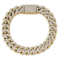 10K Yellow Gold 9.17 Carat Lab Grown Diamond VS SI+ G+ Complete 4mm Pavé Cuban Link 8 Bracelet view 4
