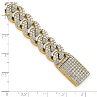 10K Yellow Gold 9.17 Carat Lab Grown Diamond VS SI+ G+ Complete 4mm Pavé Cuban Link 8 Bracelet view 5