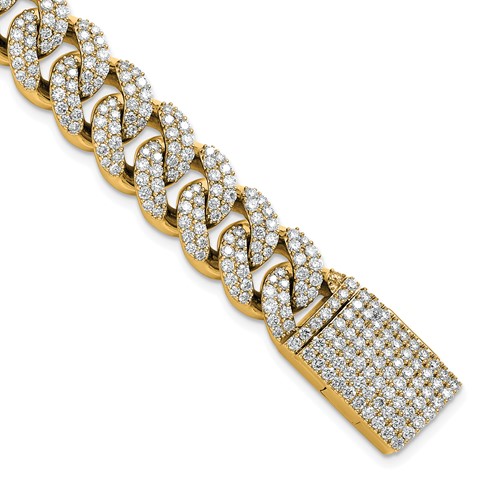 10K Yellow Gold 9.17 Carat Lab Grown Diamond VS SI+ G+ Complete 4mm Pavé Cuban Link 8 Bracelet