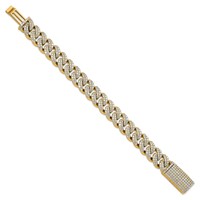 10K Yellow Gold 11.38 Carat Lab Grown Diamond VS SI+ G+ Complete 4mm Pavé Cuban Link 8 Bracelet view 2