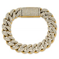 10K Yellow Gold 11.38 Carat Lab Grown Diamond VS SI+ G+ Complete 4mm Pavé Cuban Link 8 Bracelet view 4
