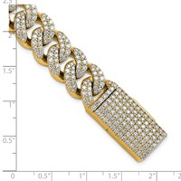 10K Yellow Gold 11.38 Carat Lab Grown Diamond VS SI+ G+ Complete 4mm Pavé Cuban Link 8 Bracelet view 5