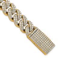 10K Yellow Gold 11.38 Carat Lab Grown Diamond VS SI+ G+ Complete 4mm Pavé Cuban Link 8 Bracelet view 1