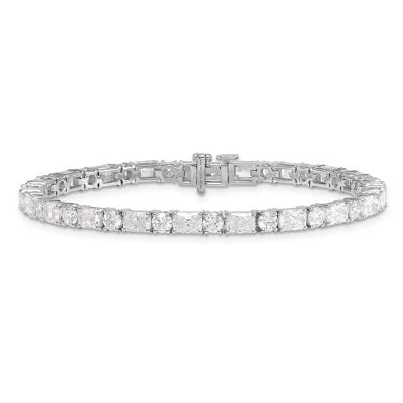 14K White Gold VS+ F+ Lab Grown Radiant and Round Diamond Tennis Bracelet