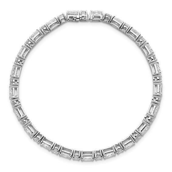 14K White Gold VS+ F+ Lab Grown Radiant and Round Diamond Tennis Bracelet