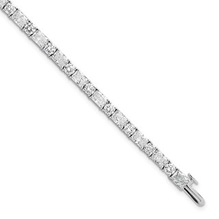 14K White Gold VS+ F+ Lab Grown Radiant and Round Diamond Tennis Bracelet