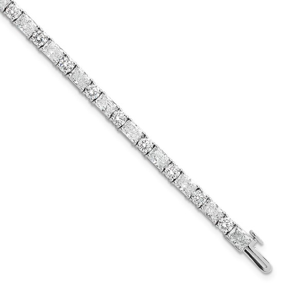 14K White Gold VS+ F+ Lab Grown Radiant and Round Diamond Tennis Bracelet