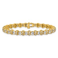 14K Yellow Gold 7.75 Carat Lab Grown Diamond VS SI+ G+ Complete Fashion Tennis Bracelet view 3