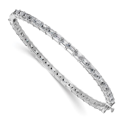 True Origin 14K White Gold 7.62 Carat Lab Grown Diamond VS+ F+ Complete Bangle, 7.5"