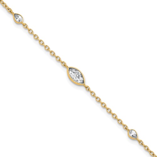 True Origin 14K Yellow Gold 0.50 Carat Lab Grown Diamond VS+ F+ Bracelet with 1 in Extension Complete, 6.5"
