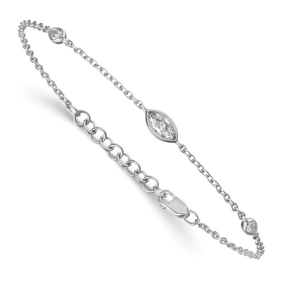 True Origin 14K White Gold 1/2 carat Lab Grown Diamond VS+ F+ 6.5 in with 1 in extension Complete Bracelet