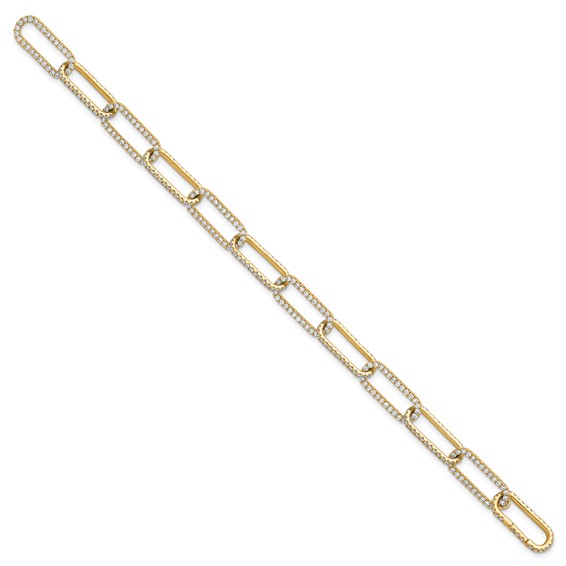 True Origin 14K Yellow Gold 3 1/2 carat Lab Grown Diamond VS+ F+ 7 in with 1 in extension Complete Link Bracelet