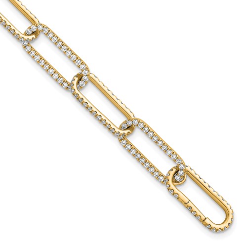 True Origin 14K Yellow Gold 3.50 Carat Lab Grown Diamond VS+ F+ Bracelet with 1 in Extension Complete Link, 7"