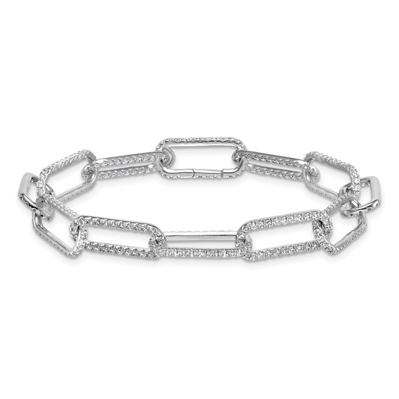 True Origin 14K White Gold 3 1/2 carat Lab Grown Diamond VS+ F+ 7 in with 1 in extension Complete Link Bracelet