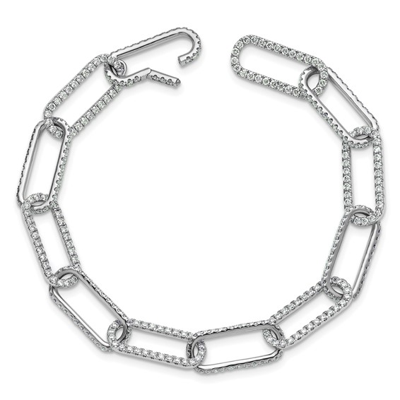 True Origin 14K White Gold 3 1/2 carat Lab Grown Diamond VS+ F+ 7 in with 1 in extension Complete Link Bracelet