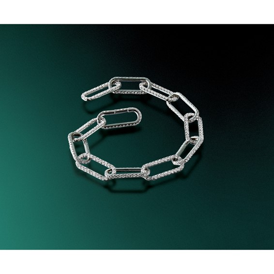 True Origin 14K White Gold 3 1/2 carat Lab Grown Diamond VS+ F+ 7 in with 1 in extension Complete Link Bracelet