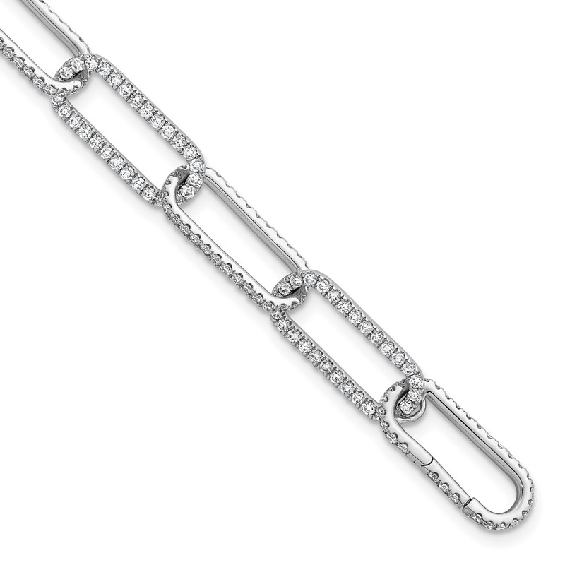 True Origin 14k White Gold 3 1/2 carat Lab Grown Diamond VS+ F+ 7 inch Link Bracelet with a 1 inch extension