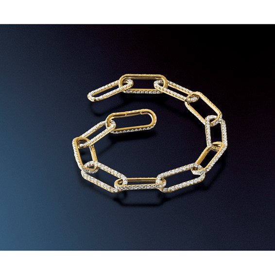 True Origin 14K Yellow Gold 3 1/2 carat Lab Grown Diamond VS+ F+ 7 in with 1 in extension Complete Link Bracelet