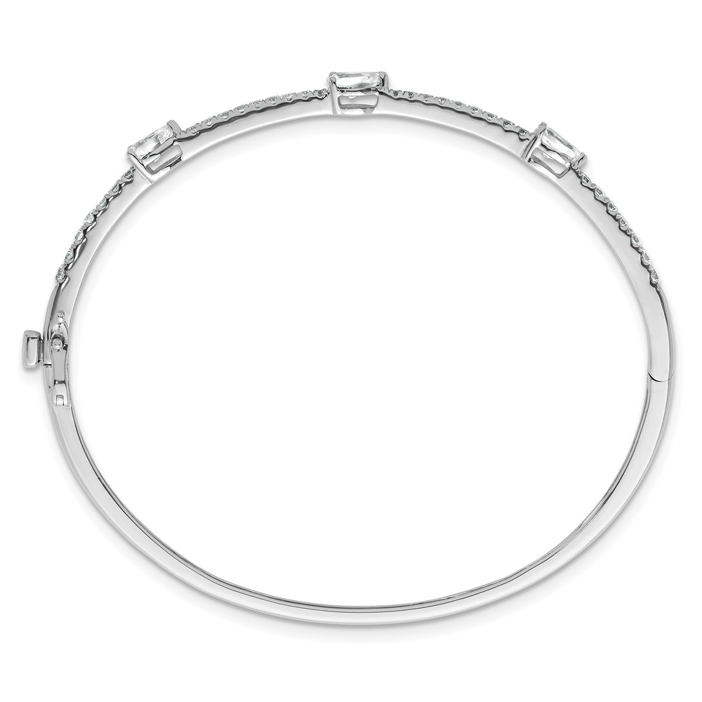 True Origin 14k White Gold 1 3/8 carat Lab Grown Diamond VS D E F Round and Pear 6.75 inch Bangle (BM11001-150-WLD)