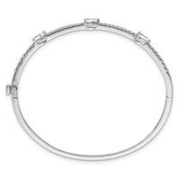 True Origin 14K White Gold 1.38 Carat Lab Grown Diamond VS+ F+ Complete Hinged Bangle, 6.75" view 2