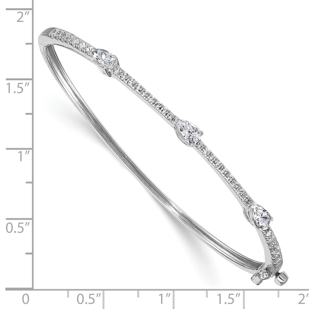 True Origin 14k White Gold 1 3/8 carat Lab Grown Diamond VS D E F Round and Pear 6.75 inch Bangle (BM11001-150-WLD)