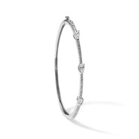 True Origin 14K White Gold 1.38 Carat Lab Grown Diamond VS+ F+ Complete Hinged Bangle, 6.75" view 4