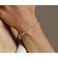 True Origin 14K White Gold 1.38 Carat Lab Grown Diamond VS+ F+ Complete Hinged Bangle, 6.75" view 5