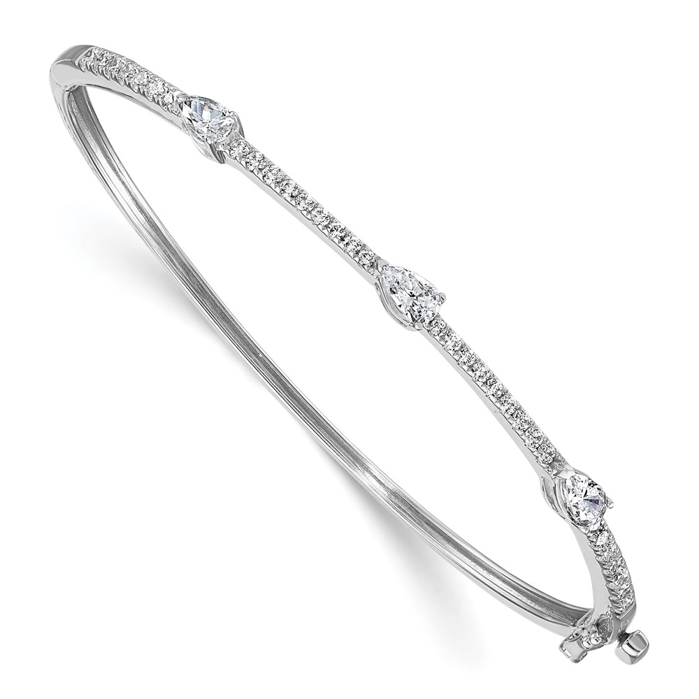 True Origin 14K White Gold 1.38 Carat Lab Grown Diamond VS+ F+ Complete Hinged Bangle, 6.75"