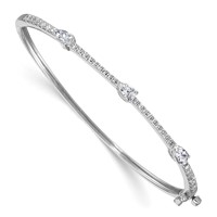 True Origin 14K White Gold 1.38 Carat Lab Grown Diamond VS+ F+ Complete Hinged Bangle, 6.75" view 1