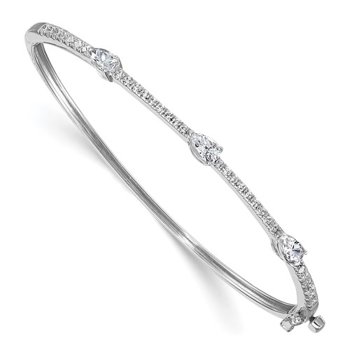 True Origin 14K White Gold 1.38 Carat Lab Grown Diamond VS+ F+ Complete Hinged Bangle, 6.75"