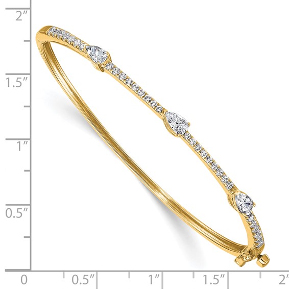 True Origin Lab Grown Diamond Round and Pear Hinged Bangles
