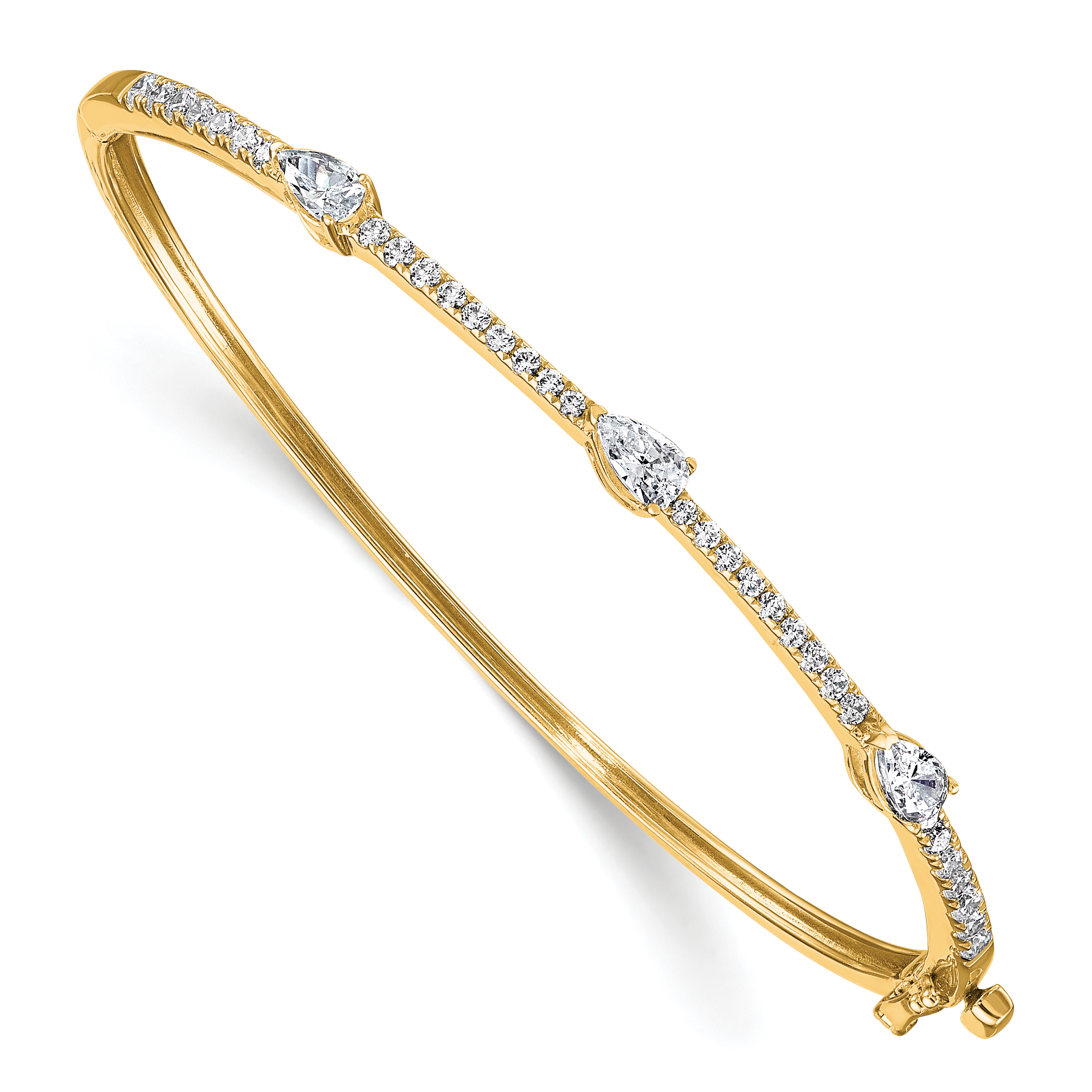 True Origin 14k 1 3/8 carat Lab Grown Diamond VS D E F Round and Pear 6.75 inch Bangle (BM11001-150-LD)
