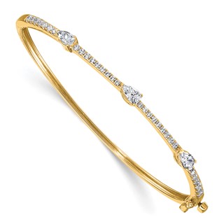 True Origin Lab Grown Diamond Round and Pear Hinged Bangles