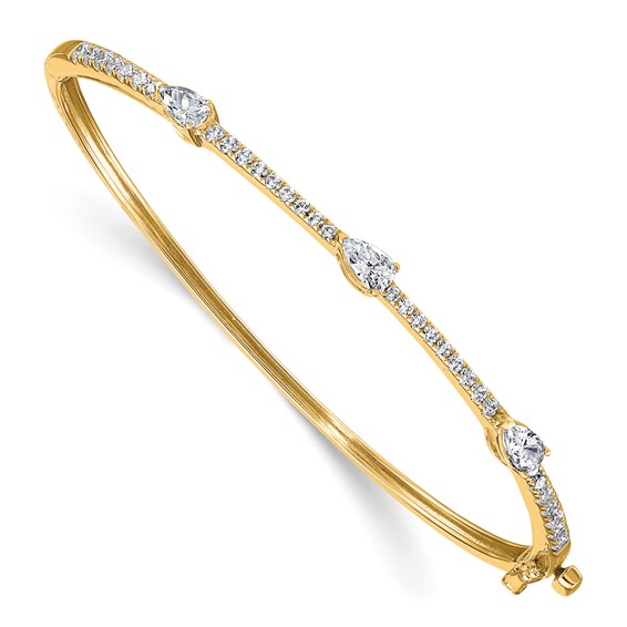 True Origin Lab Grown Diamond Round and Pear Hinged Bangles