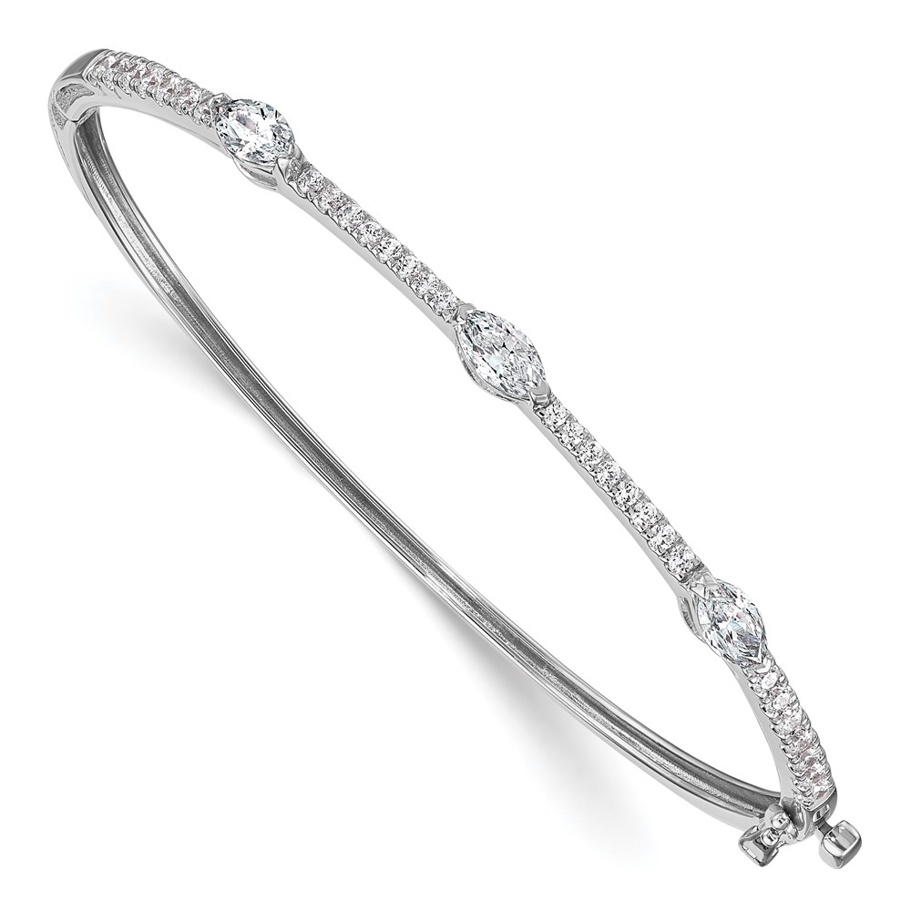 True Origin 14K White Gold 1.62 Carat Lab Grown Diamond VS+ F+ Complete Hinged Bangle, 6.75"