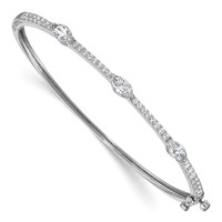 True Origin 14K White Gold 1.62 Carat Lab Grown Diamond VS+ F+ Complete Hinged Bangle, 6.75" view 1