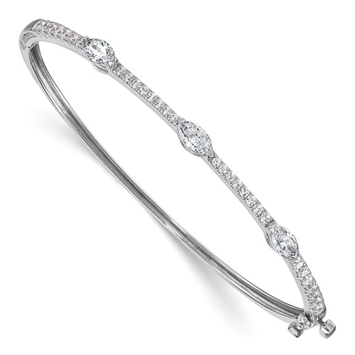 True Origin 14K White Gold 1.62 Carat Lab Grown Diamond VS+ F+ Complete Hinged Bangle, 6.75"
