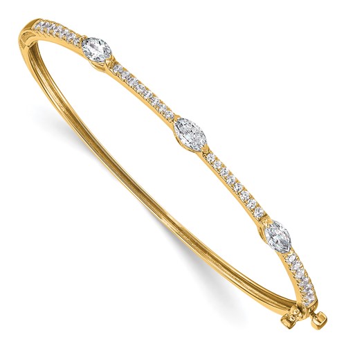 True Origin 14K Yellow Gold 1.62 Carat Lab Grown Diamond VS+ F+ Complete Hinged Bangle, 6.75"
