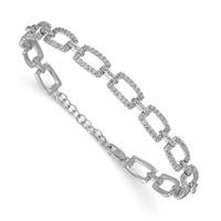 True Origin 14K White Gold 2.62 Carat Lab Grown Diamond VS+ F+ Bracelet with 1 in Extension Complete Link, 7" view 3