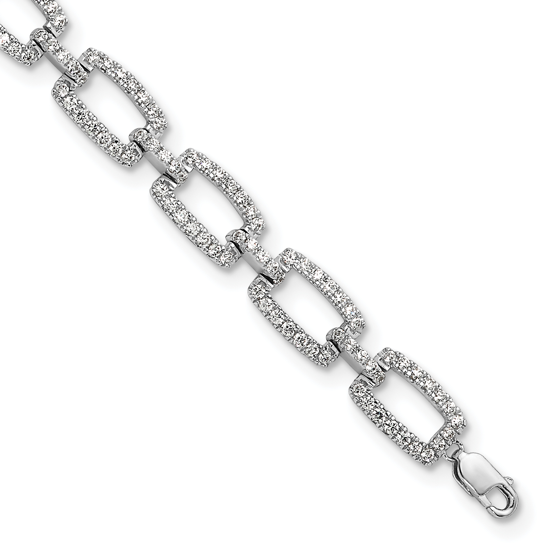 True Origin 14k White Gold 2 5/8 carat Lab Grown Diamond VS DEF 7 inch Rectangle Link Bracelet with a 1 inch extension (BM11003-262-WLD)